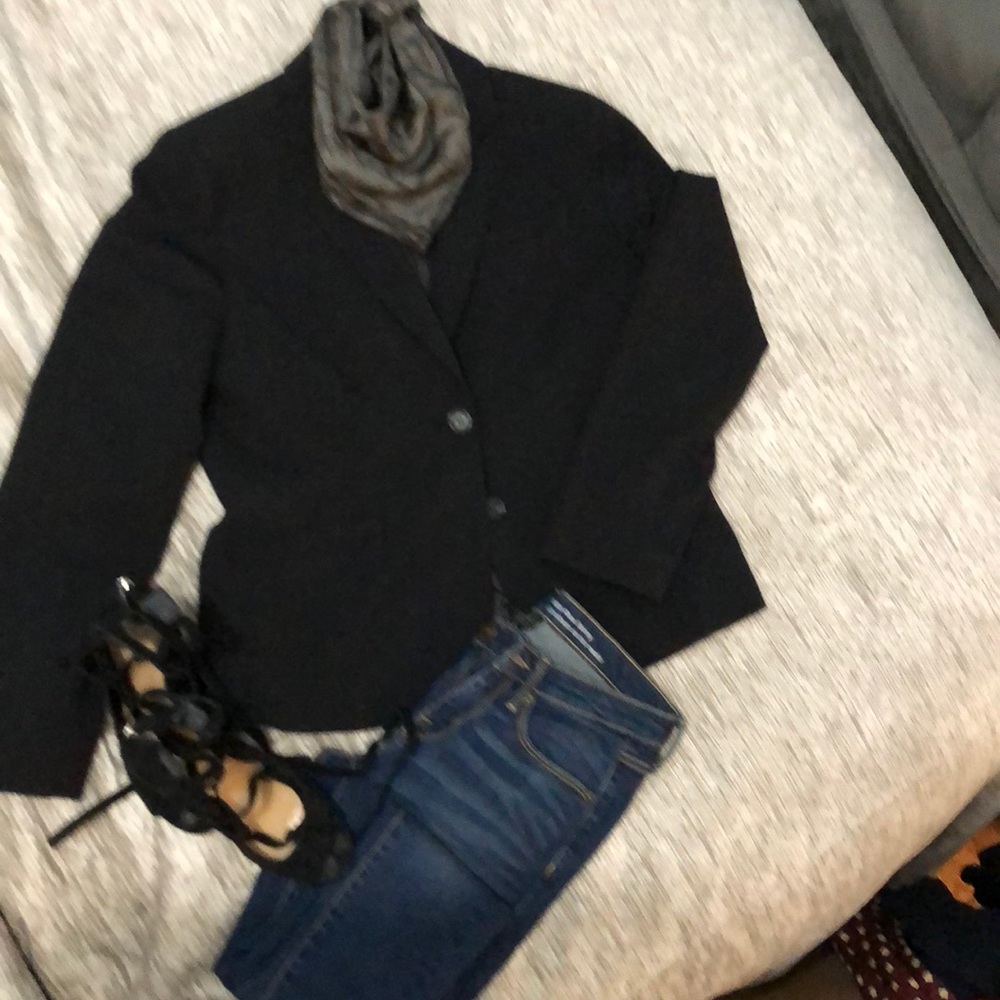 Classic Black blazer. Dress up or down. Worn 1X
